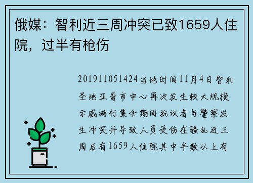 俄媒:智利近三周冲突已致1659人住院,过半有枪伤